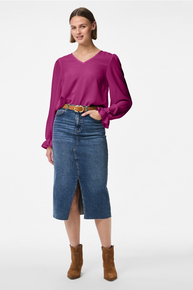 PCTIFFANY LS V-NECK TOP WVN NOOS BC 17150984 FESTIVAL FUSHIA